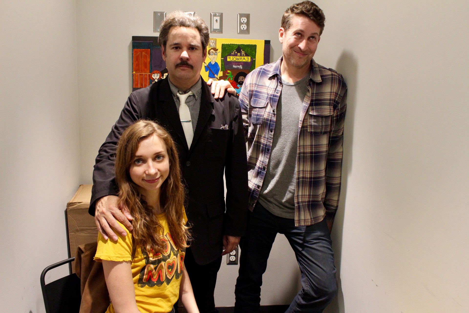 Photo of Lauren Lapkus, Paul F. Tompkins, and Scott Aukerman.