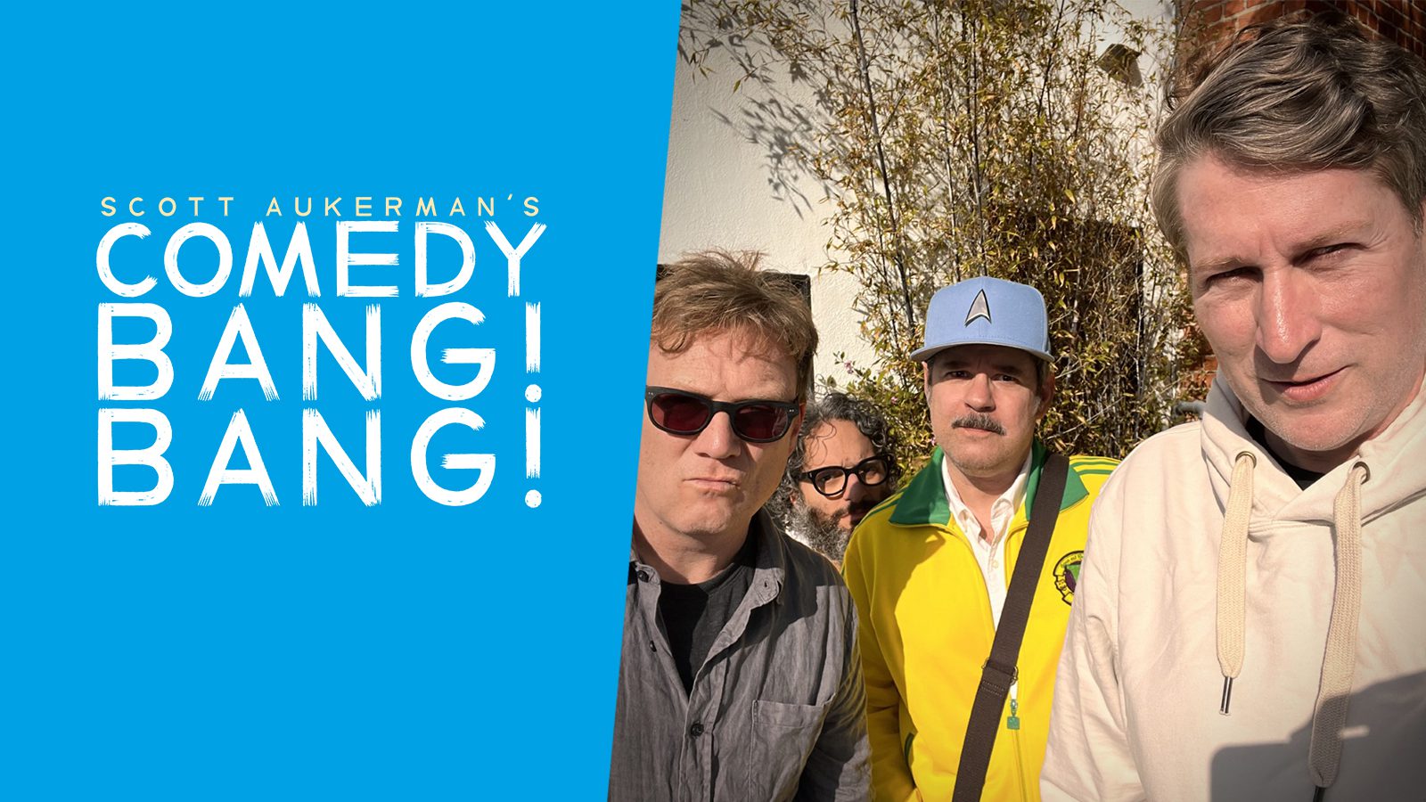 Photo of Scott Aukerman, Andy Daly, Paul F. Tompkins, and Jason Mantzoukas
